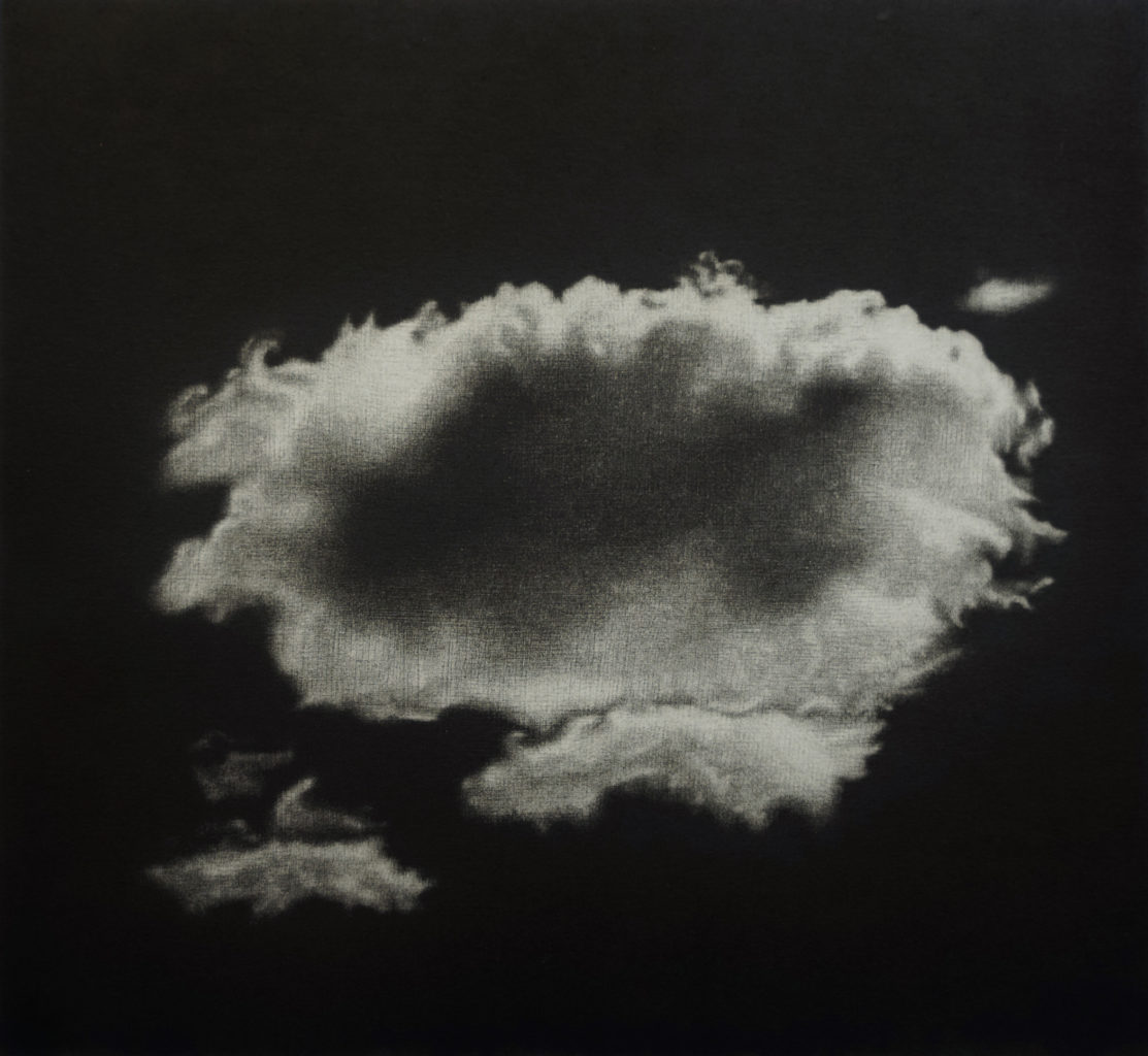 Geneviève L'Heureux 'Silver Lining' mezzotint, chine collé 6.5" x 7" 2019