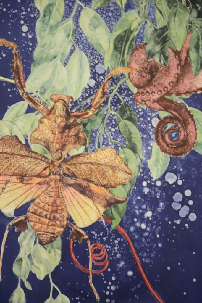 Katherine Levin-Lau "Dead Leaf Mantis" monotype 30"x22" 2020
