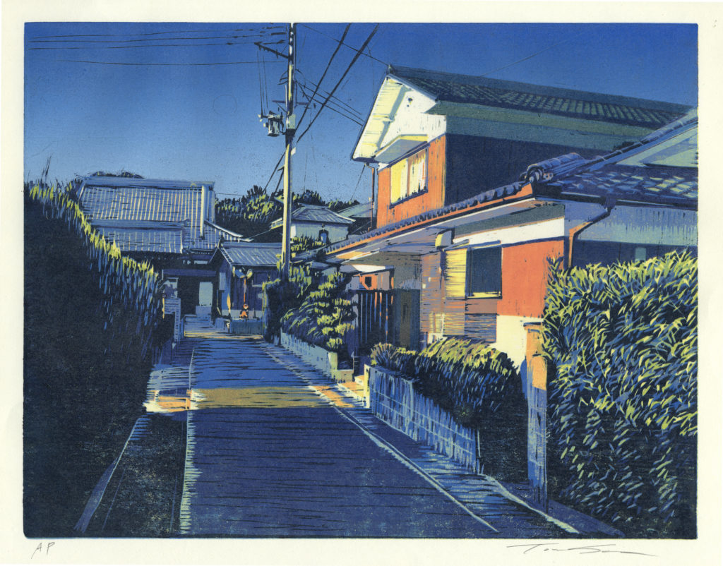 Toru Sugita “The Corner - Jomanji II” reduction woodcut 11" x
