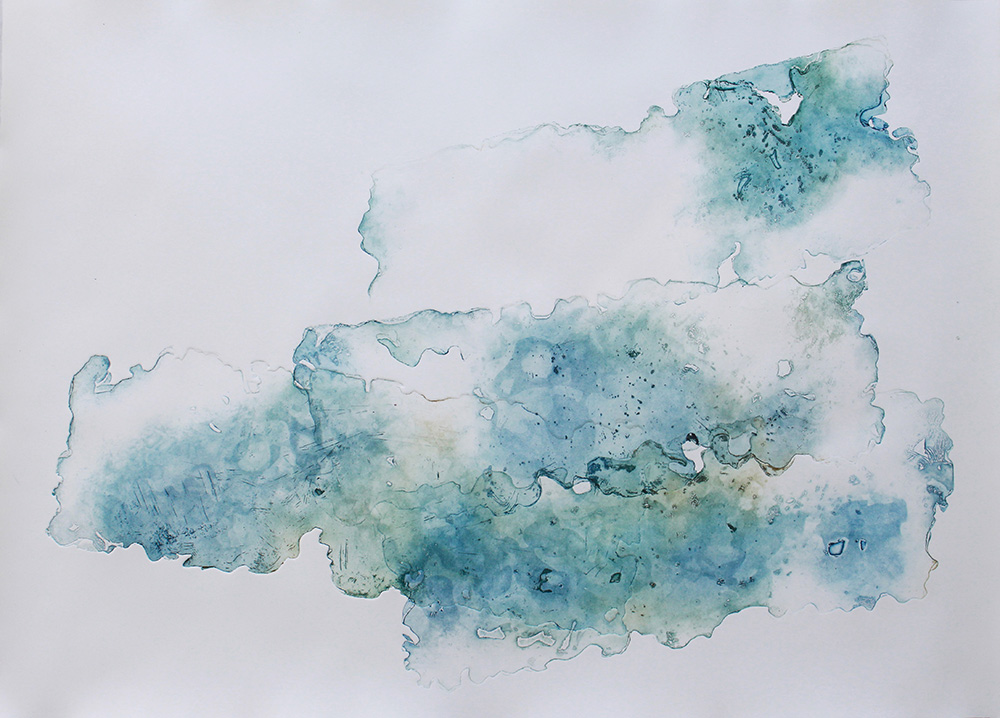 Megan Broughton, Recherchebreen Glacial Lagoon 4, Monoprint etching: ferric spit bite and flat bite, 29 in x 41 in, 2021