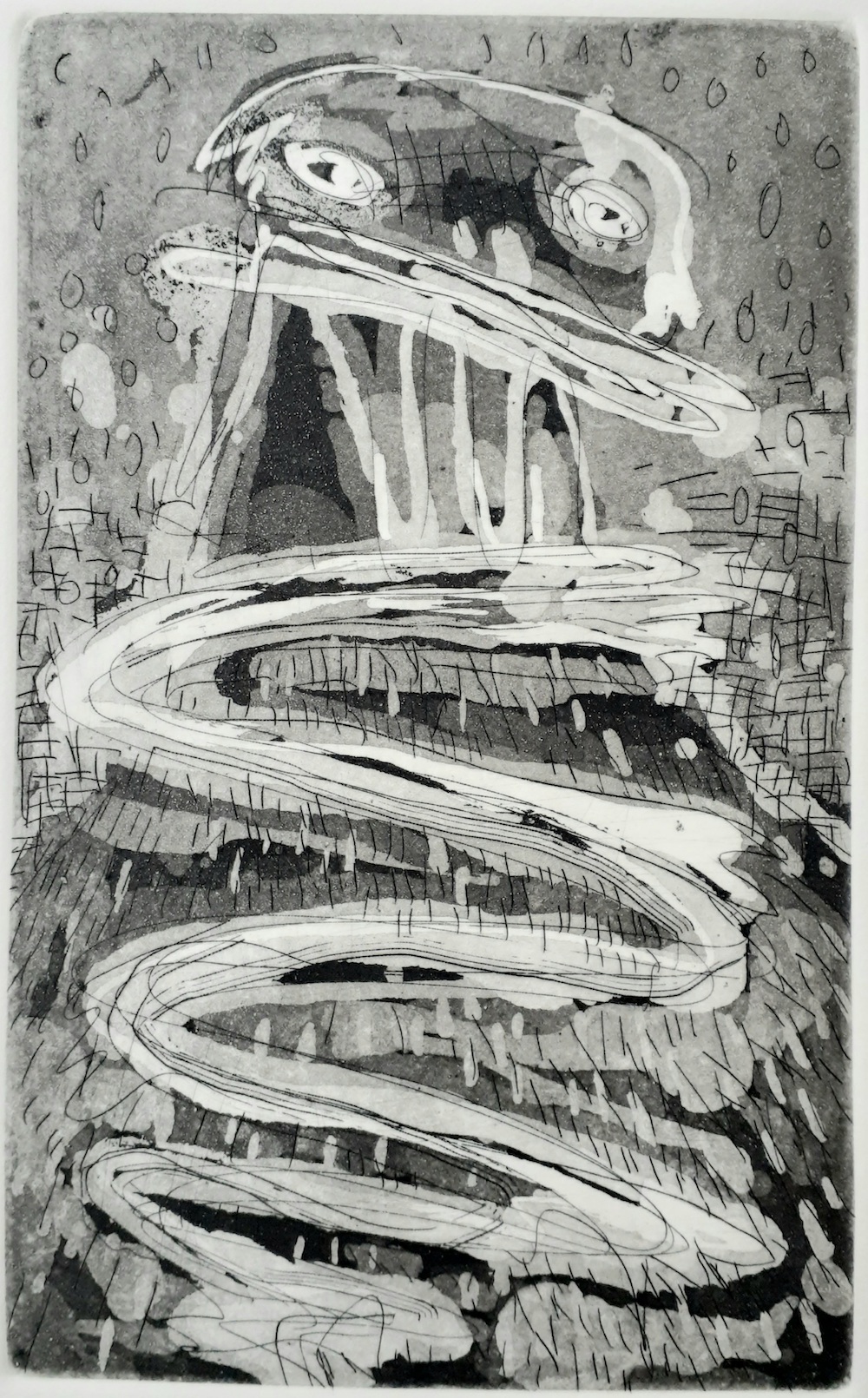 Gustavo Mora Perez, Sinuoso, Etching and aquatint, 8 7/8 in x 5 1/2 in, 2021