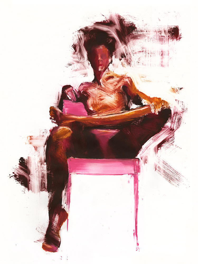 Rozanne Hermelyn Di Silvestro, Sit Like a Lady, Monotype, 36 inx 27.25 in x 2 in, 2021