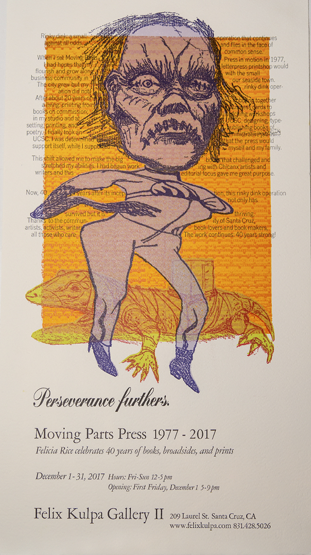 Perseverance Furthers, 40th anniversary exhibit poster, Felicia Rice, Felix Kulpa Gallery, 2017