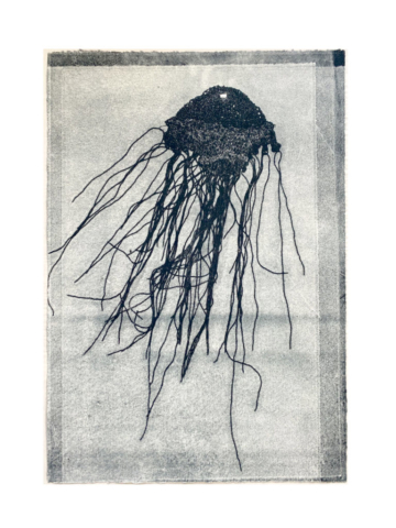 Begitte Lynge Andersen, OceanGhosts series 2 no04, monoprint on acid-free paper, H 21,25 x W 15, 2023.