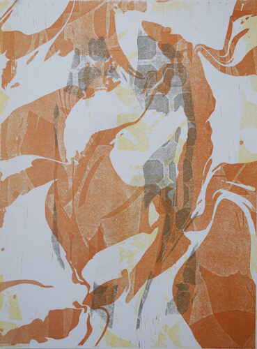 Meri Brin, This Is What: relief pressure print; 18" x 24"; 2023.